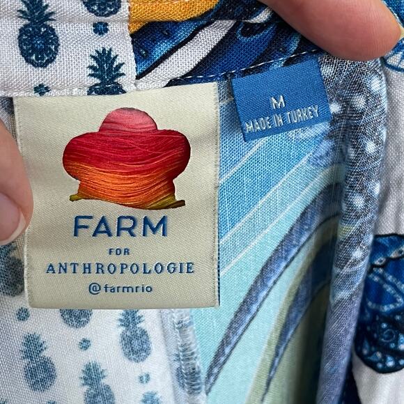 Farm Rio For Anthropologie Women's Colorful Tropical Print Top Size M - Picture 7 of 10